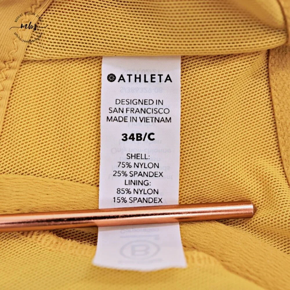 Athleta Twist‎ Up Tankini Crossback Adjustable Swim Top Yellow Women 34B/C